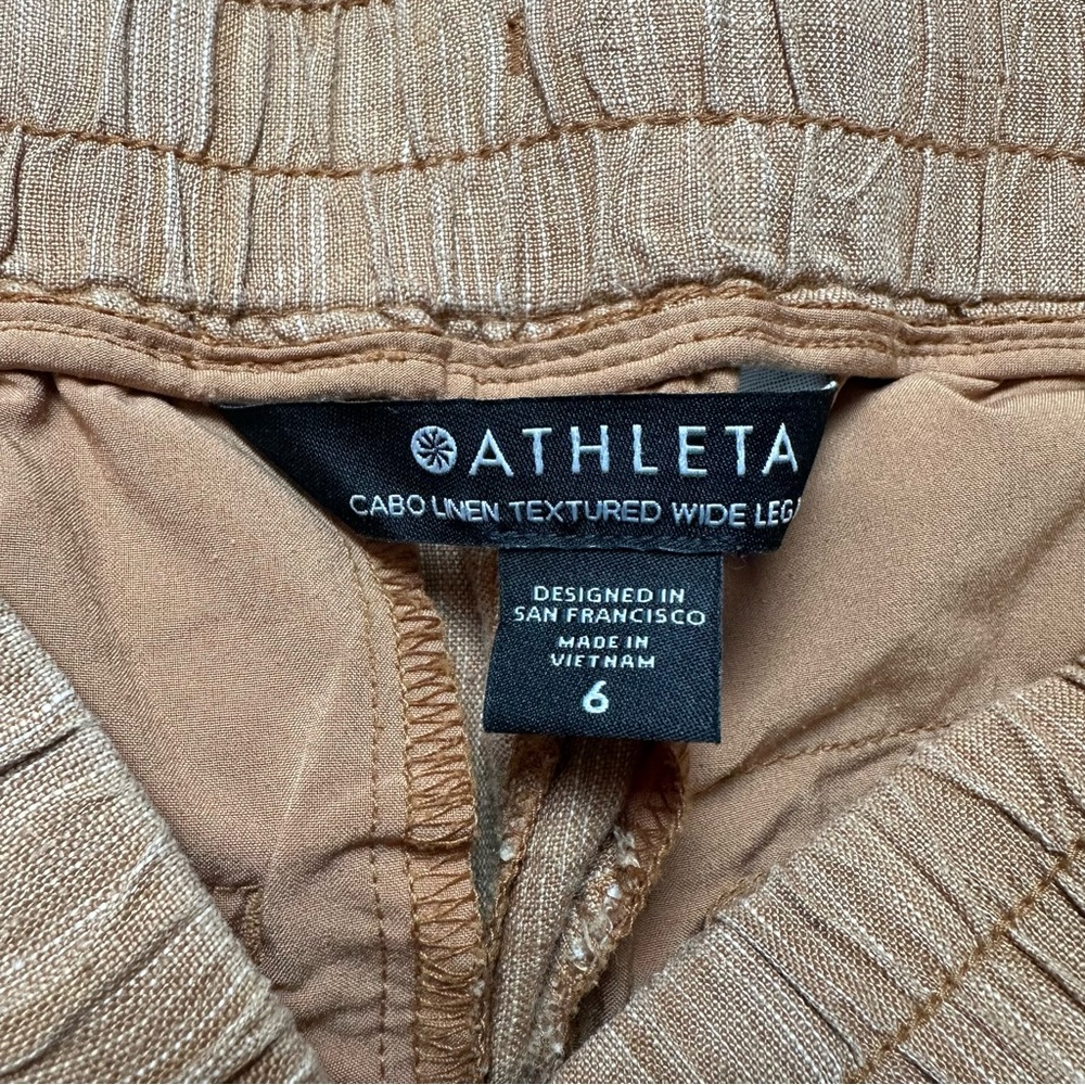 Athleta Cabo Linen Wide Leg Pants | 100% Linen Resort Coastal butter mom - Picture 8 of 12